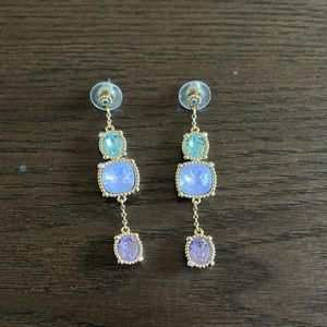 Swarovski Blue and Lavender Rosette Crystal Earrings